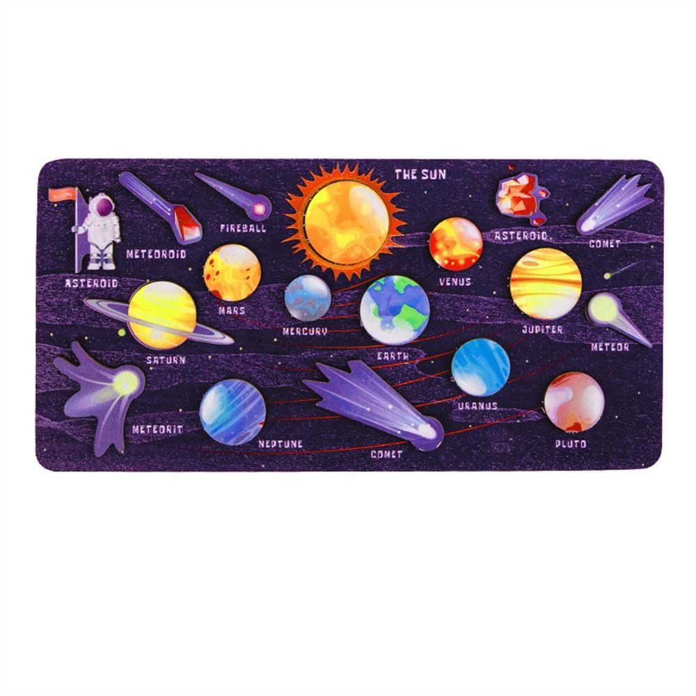 Children Planet Matching Science Planet Puzzles Wooden Puzzle Jigsaw Tray Solar System Puzzle