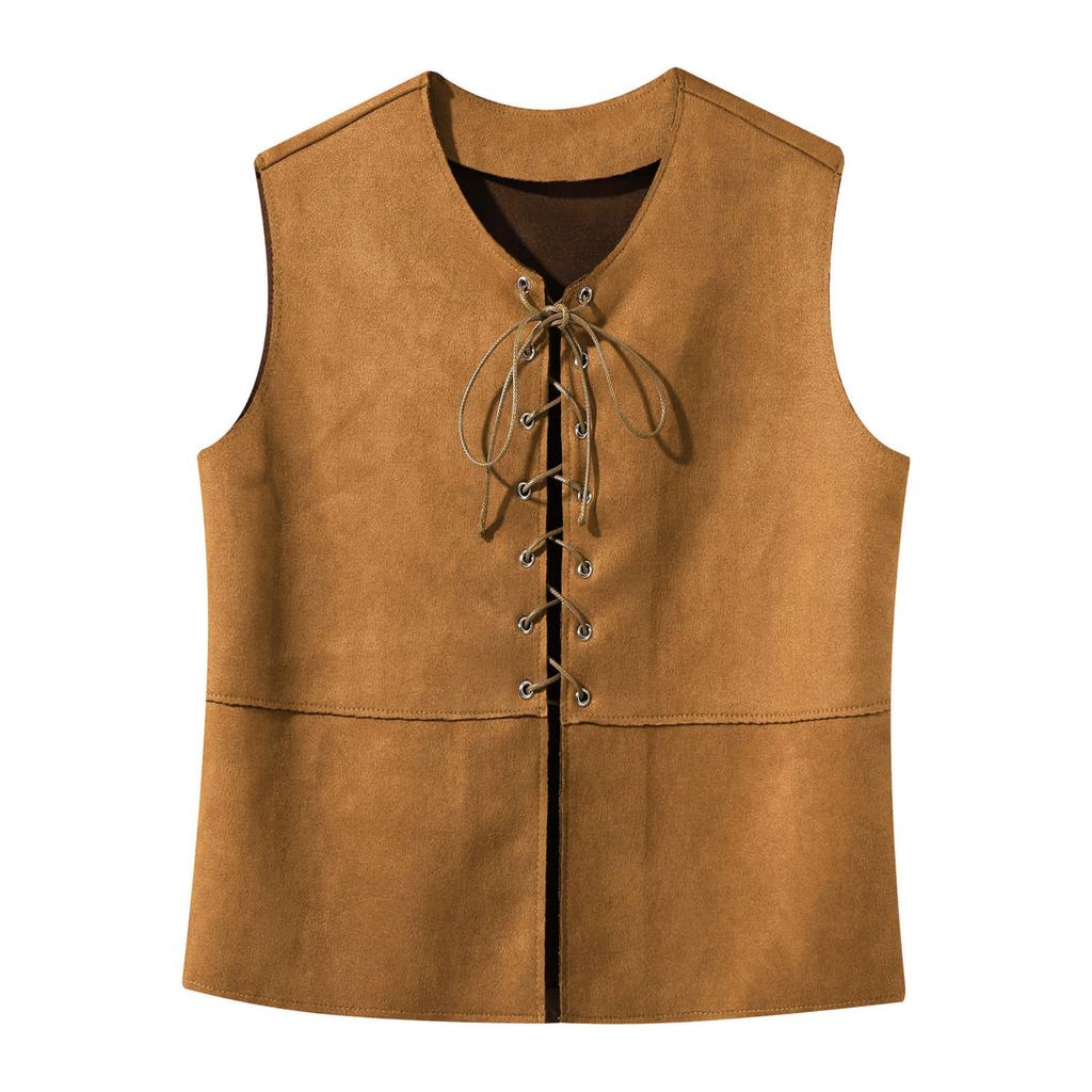 Kids Boy Girl Medieval Vest Lace Up Steampunk Renaissance Waistcoat Top Halloween Costume
