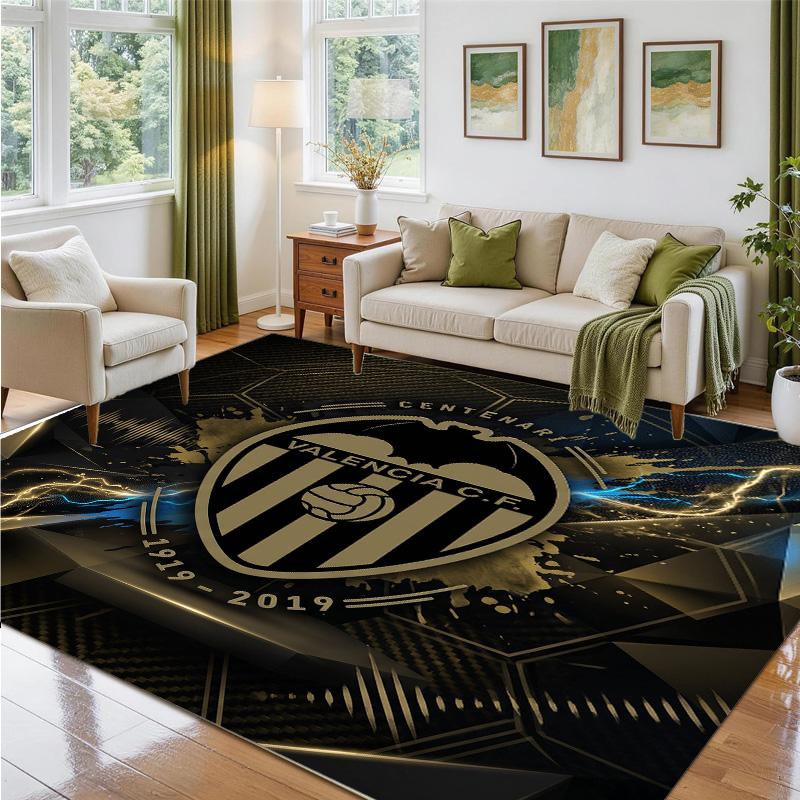 Valencia FC Design Crystal Velvet Rug Soft Decorative Mat for Bedroom Entrance