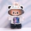 Jeans Sitting Labubu Time Cloth Funny Bear 17cm Plush Dolls Clothes Kids Girls Toys