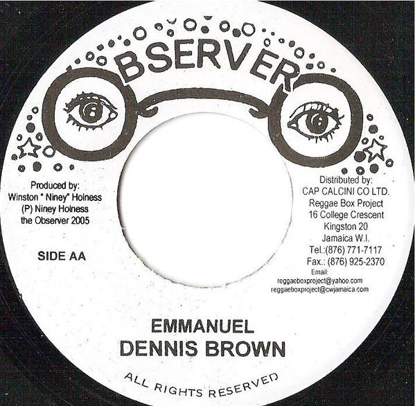 7-дюймовая пластинка DENNIS BROWN - Emmanuel NONE Observer 2005 Ямайка Регги, Ска и Даб Б/у