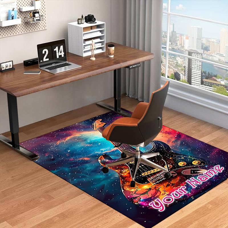 1PC Custom Name Galactic Guitar Dreams Theme Floor Mat Ideal for Living Room, Game Rooms, Office, Bedroom Floor Mat Playful Design
