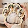 Pet Loss Memory Memorial Wooden Paw?Shaped Picture Frame, Keepsake Photo Frame with Fur Sympathy Gift Storage Compartment, Remembrance Tabletop