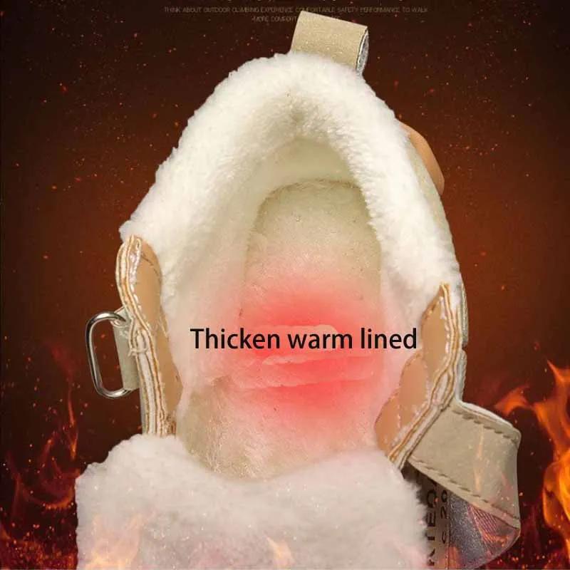 Детские зимние ботинки, зимние теплые ботинки Thikcen, спортивная обувь на бархатной подкладке для мальчиков, нескользящие кроссовки для девочек, студенческая обувь, походные ботинки