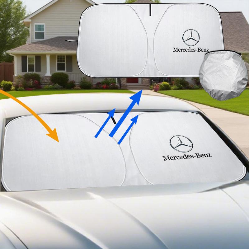 LRQ2 Car Windshield Sun Shade Cover Foldable Front Window Sun Visor Block UV Car Parasol Sunshade Protector Cover For Mercedes Benz
