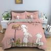 Gifts Cute Bunny Printing Polyester Duvet Cover Set HD Comforter Cover for Kids Bedding Sets Bedclothes Bedroom Decor