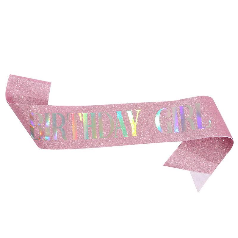 Корона Королевы Дня рождения с розовыми стразами и набор плечевой ленты - Аксессуары для вечеринки