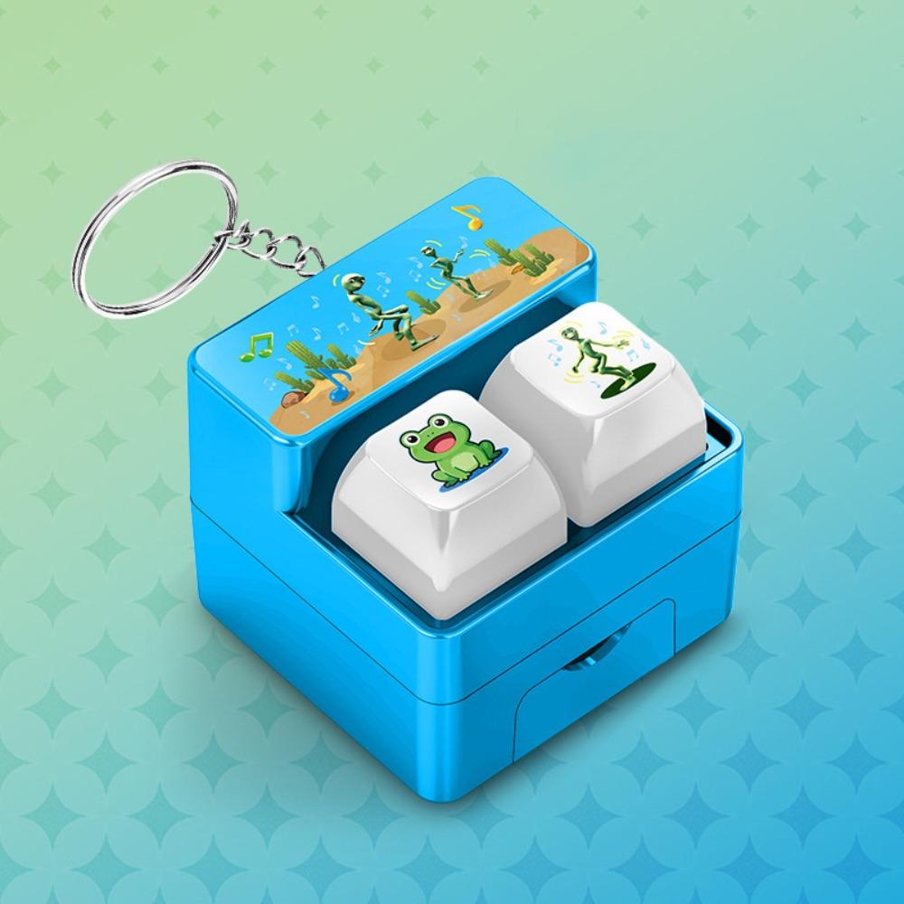 Fingertip Button Keyboard Games Keychain with LED Light Cartoon Voice-Activated Keychain Plastic Portable Interactive Keychain