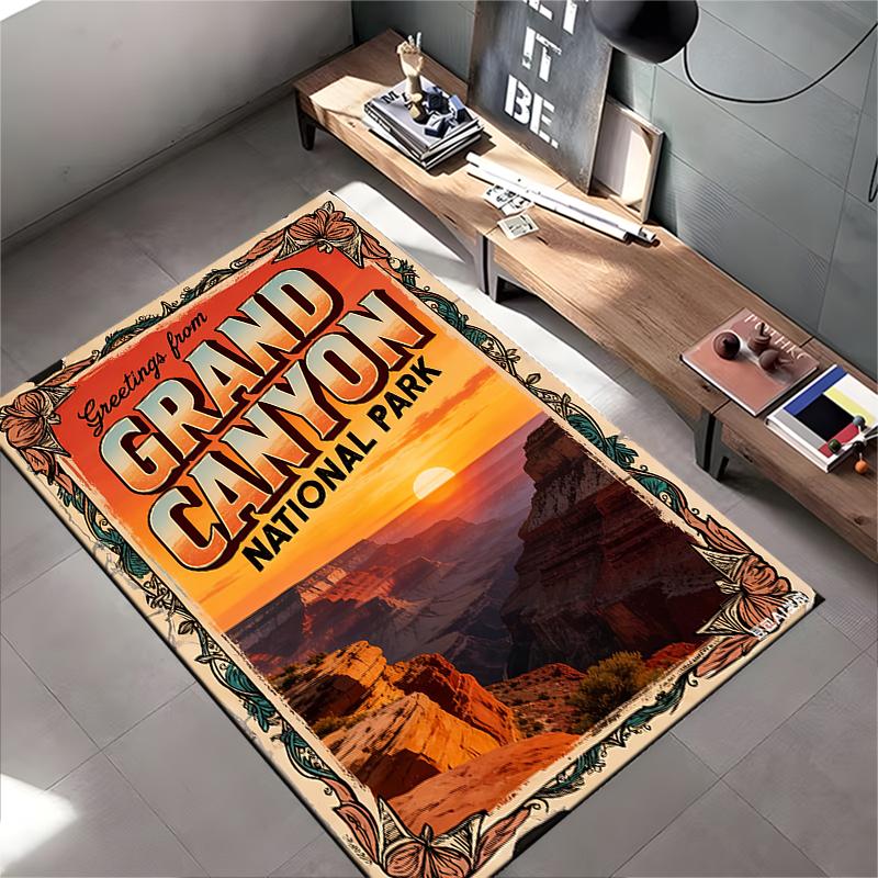Grand Canyon National Park Sunset Print Carpet, Rustic Home Decor Suitable for use as an anti-slip for living room bedroom sofas