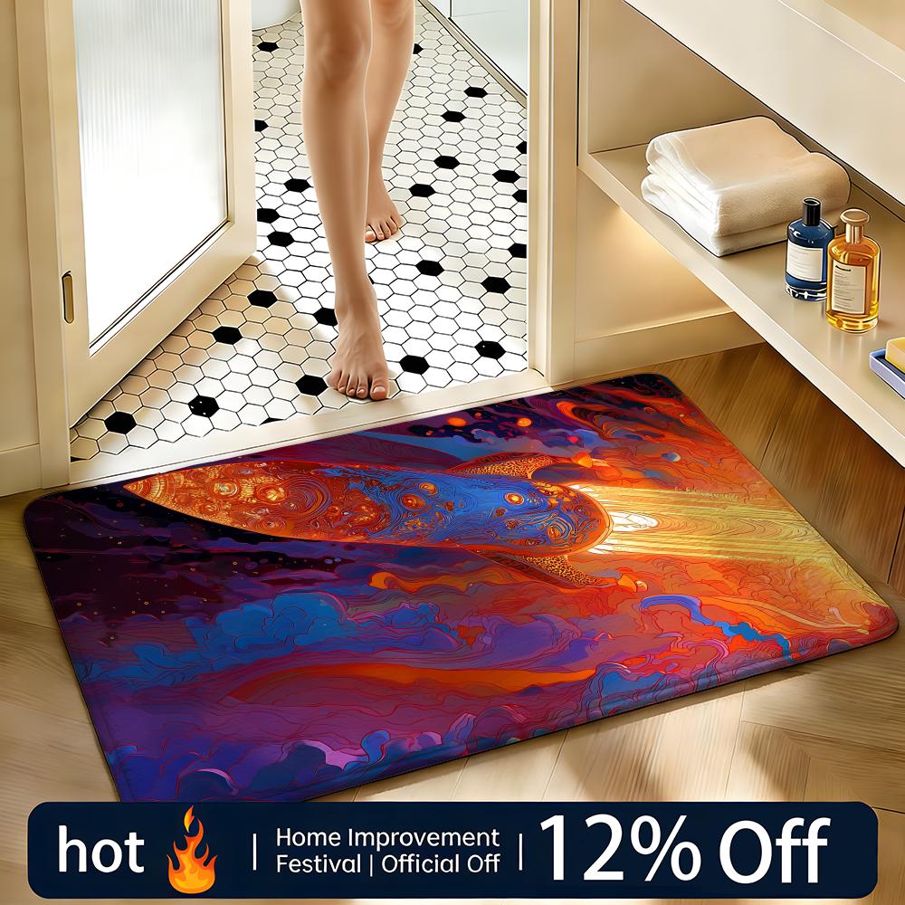 Soft Absorbent Non-Slip Rug Art Rocket Spaceship Floor Mat Home Decor Doormat Bedroom Floor Mat Shower Carpet