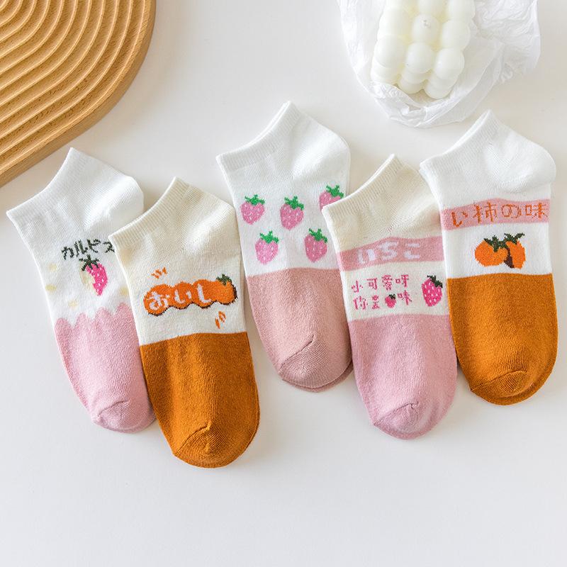 5 пар женских носков Asakuchi, милые японские мультяшные аниме тонкие невидимые короткие носки-лодочки для девочек