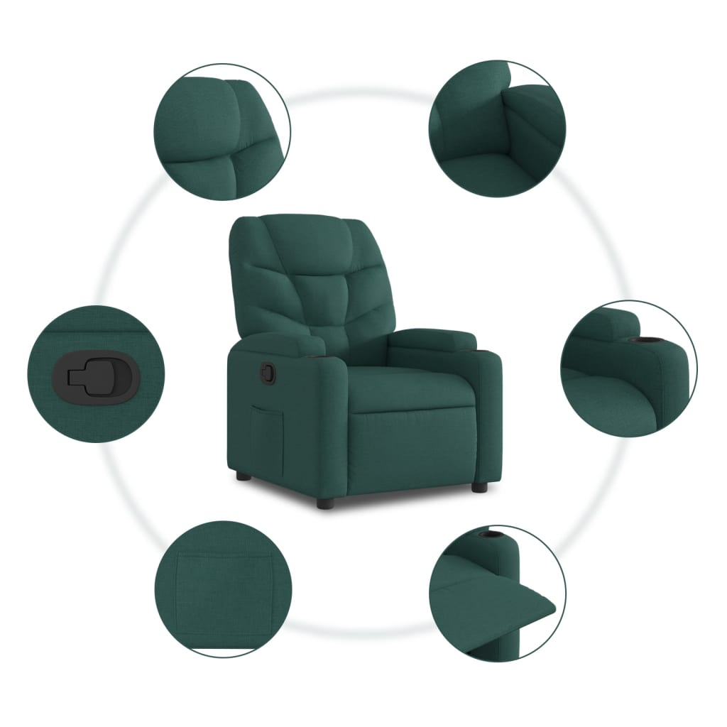 Recliner Chair Dark Green Fabric