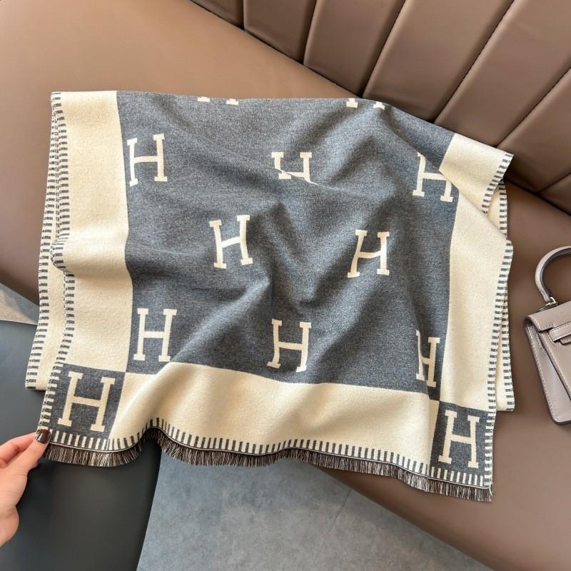 Classic Fashion Letter Thousand Birds Grid Imitation Cashmere Scarf Women's Winter Thickened Double Sided Air Conditioning Shawl Scarf Women's