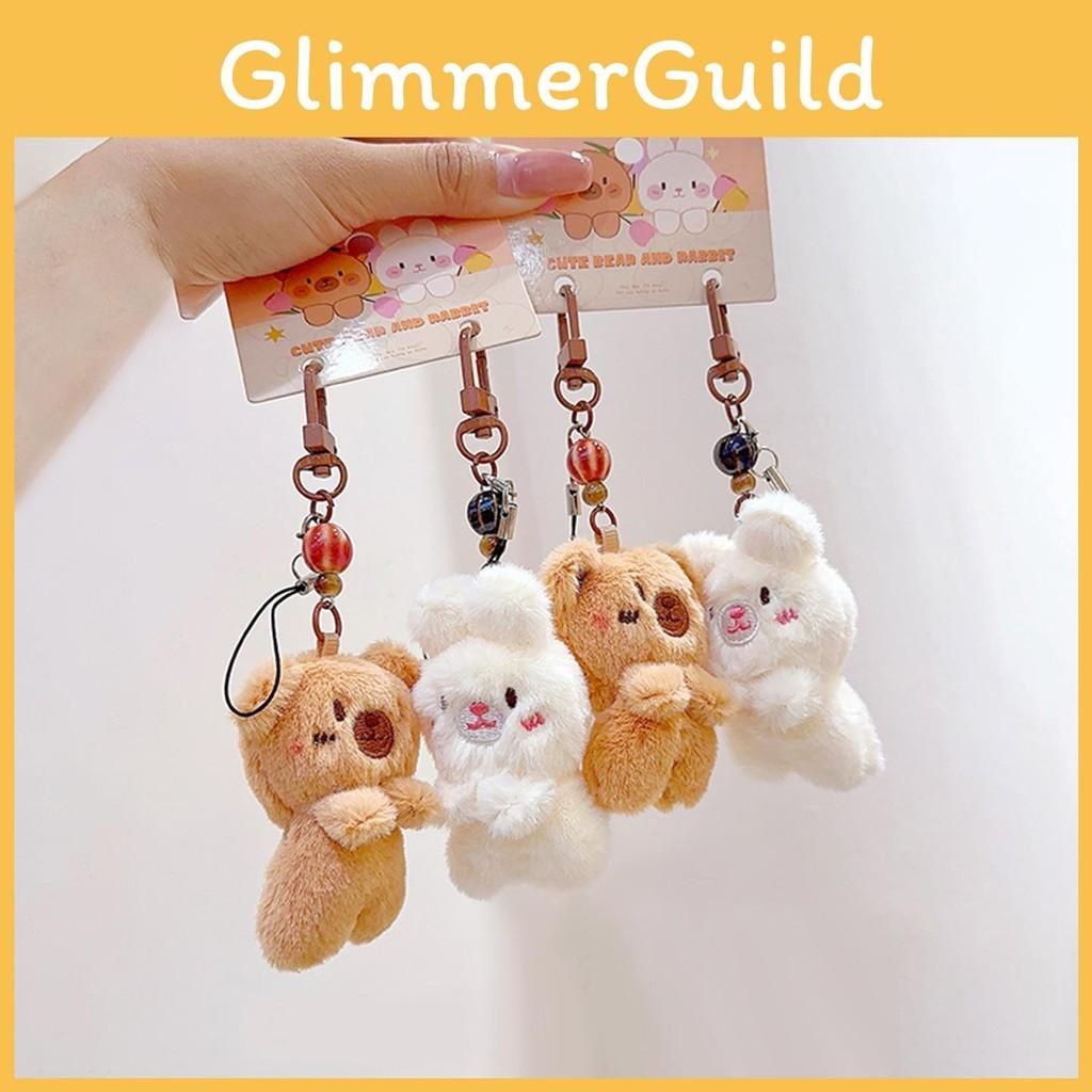 Keychain Soft Plush Duo With Cute Animal Rabbit Bear For Daily Use And Gift