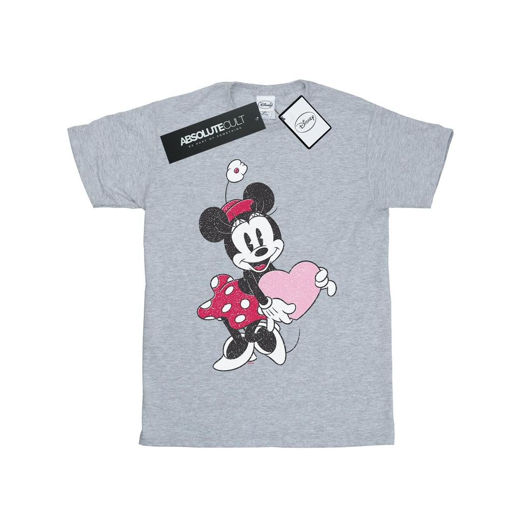 Disney Womens/Ladies Minnie Mouse Love Heart Cotton Boyfriend T-Shirt