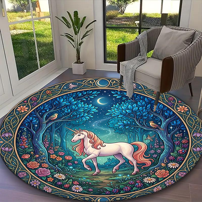 Gothic Rose Skull Rug Ideal for Reading Room, Multi-purpose Office Chair Sofa Carpet, Anti-slip Printed Home Round Rug
