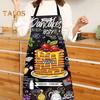 Cooking Apron Reusable Waterproof Anti-Wrinkle Premium Pizza Pattern Kitchen Apron Home Supplies