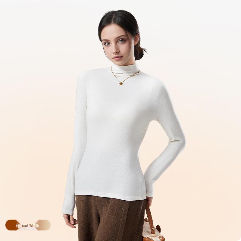 Women's High Neck Wool Long Sleeve Base Layer Top for Fall/Winter