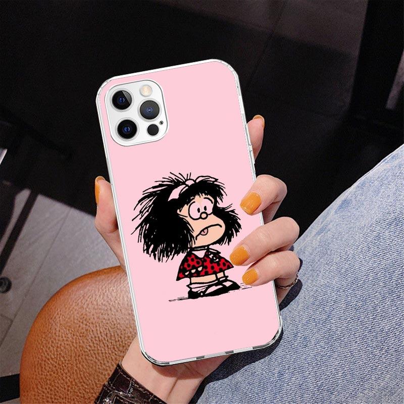 Cartoon Cute Mafalda Phone Case For iPhone 17 Air 16 Pro Max 16E 15 + 14 Plus 11 12 13 Mini 7 8 SE Gift Print Cover Fundas