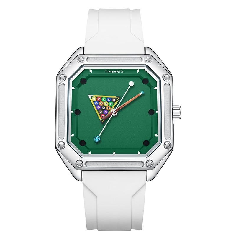 TIMEARTX New Square Quartz Watch Men Women Green Dial Rubber Strap Sport Wristwatch Watches For Man Luxury Father Day Gifts
