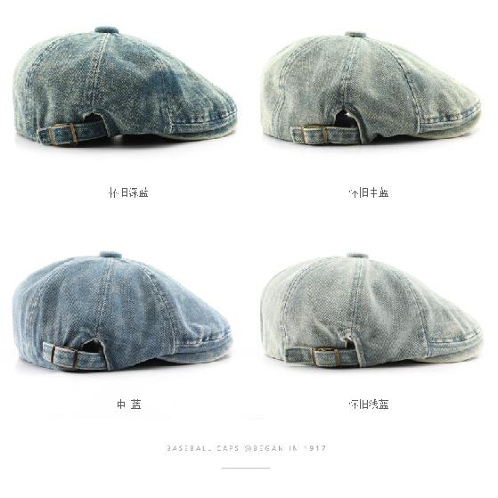 Women's denim octagonal cap, forward-facing cap, outdoor sports cap, men's travel cap, sun-protective baseball cap