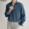 INCERUN Spring Mens Long Sleeve Shirt Solid Color Office Tops