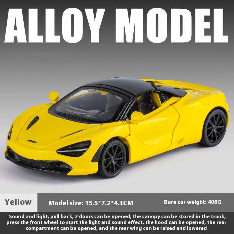Boxed 1/32 Alloy Die-cast McLaren 720S Car Model, Children's Toy Car with Sound and Light, Desktop Decoration Ornaments for Boys Gifts
