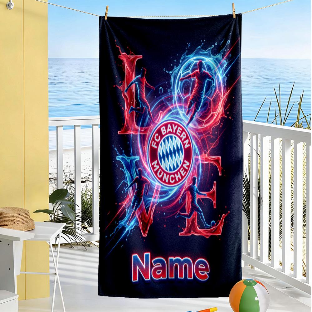 Bayern Munich Crest Customize Your Name Beach Towel Super Soft & Absorbent