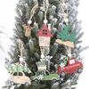 Charming Wooden Christmas Tree Hanging Ornaments Set With Car And Reindeer Designs