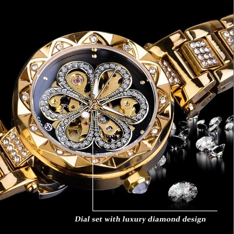 Ladies' Light Luxury Fashion Water Diamond Hollow Mechanical Watch Waterproof Luminous Automatic Mechanical Watch
