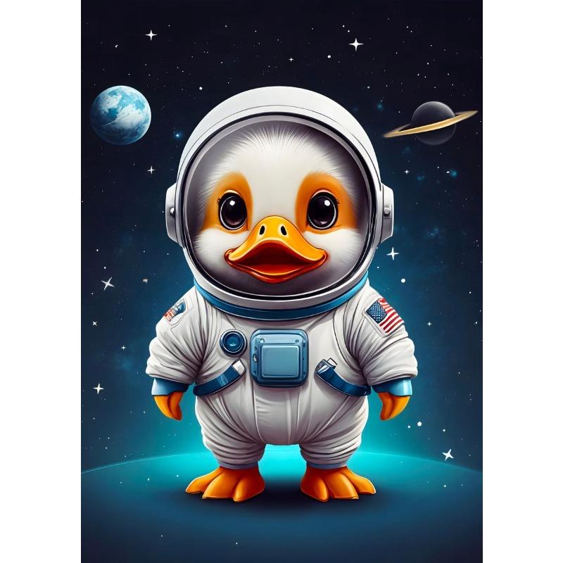 Мультяшный Милый в Космосе в Космическом Скафандре Животные Панда Коала Лев Кот Постер Холст Живопись Настенное Искусство Картинки Домашний Декор