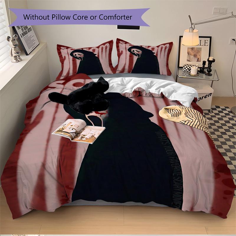3pcs Scream Movie Comforter Set - Four Seasons Home High,Machine Washable Bedspread with Pillowcases (No Filling) yy250909076