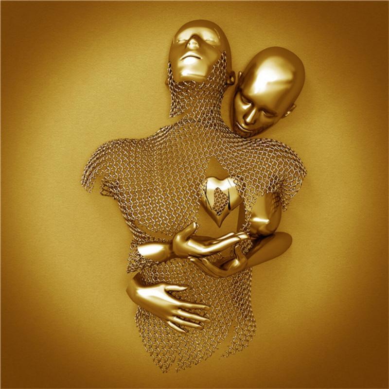 Металлическая фигура, статуэтка, художественный постер, подвесная картина, современное украшение для дома, бескаркасная картина на холсте, сердечник для распыления краски