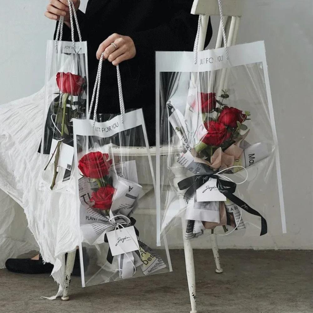 10 шт. с ручкой цветы упаковочный мешок праздничные принадлежности флорист пластиковый пакет цветы упаковочные пакеты подарок