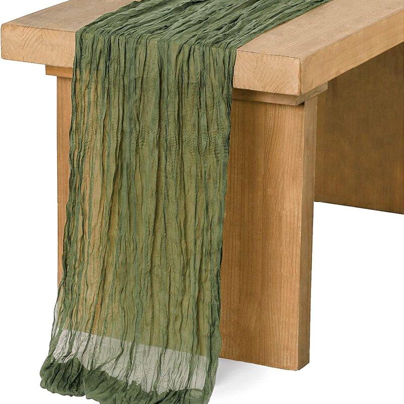 Бежевая дорожка для стола из марли, деревенская прозрачная скатерть в стиле бохо, свадебное украшение, скатерть для детского душа, рождественских вечеринок по случаю дня рождения