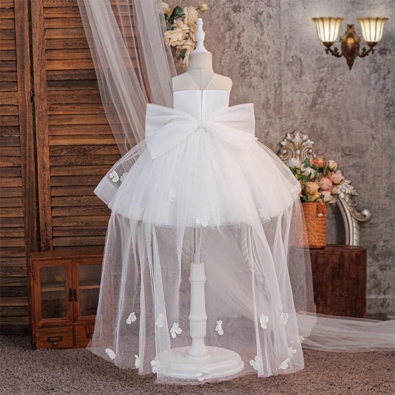 Baby Girls Formal Dress Toddler Birthday Baptism Party Gown 3D Floral Tulle Skirt Princess Occasion Wear