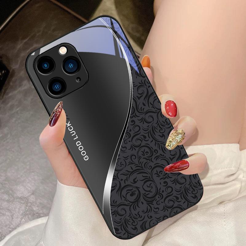 Градиентный чехол с узором Черный Фиолетовый для iPhone 16 Pro Max 15 Pro 14 13 12 Mini 11 XS Max XR 7 8 Plus SE 2022 Чехол для телефона из закаленного стекла