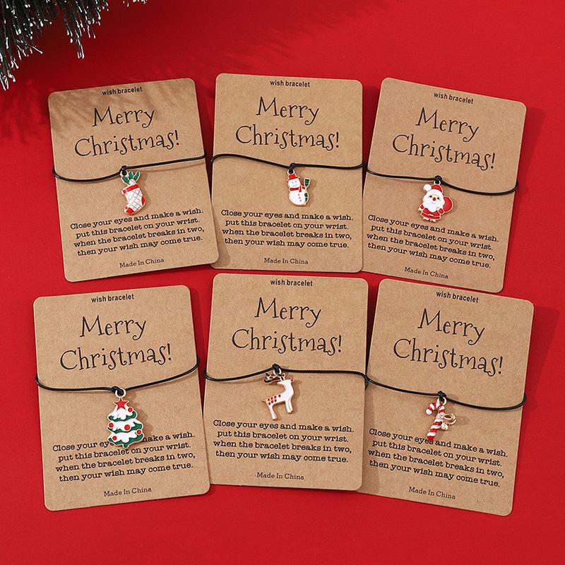 Модный рождественский браслет-открытка - Персонализированная черная веревка с креативным дизайном символа