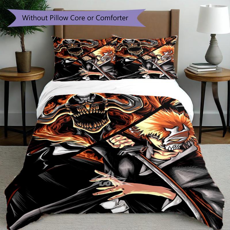 3pcs Duvet Cover Set (1*Duvet Cover + 2*Pillowcase, Without Core), BLEACH Print Bedding Set, Bedroom Decor, All‑Season, Birthday Gift