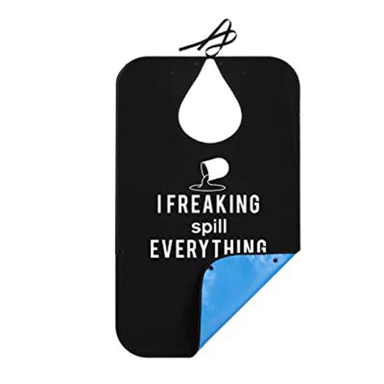 Водонепроницаемые нагрудники для взрослых мужчин с улавливателем крошек со смешным текстом, черные, легко моющиеся, легкие, для защиты одежды во время еды