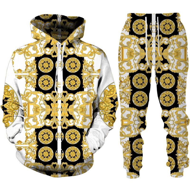 Золотой Пномпень, мужской спортивный костюм с 3D принтом в стиле хип-хоп, толстовка с длинными рукавами, брюки, костюм, весенне-осенний мужской комплект спортивной одежды для бега