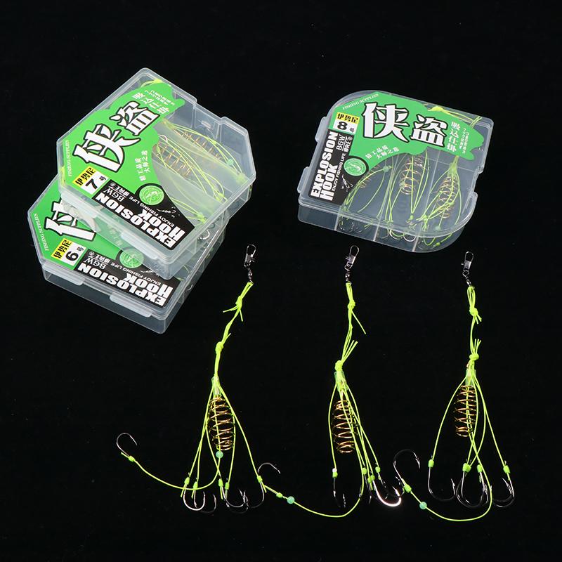 4 шт./кор. противозакручивающийся крючок для рыбалки с пружинной приманкой Green Line Bomb Hook с противозакручивающимся концом Throw Rod Hook