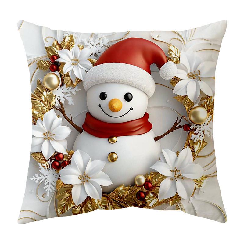 Santa Christmas Snowman Tree Deer Cartoon Pillow Cover Pillowcase For Home Decor