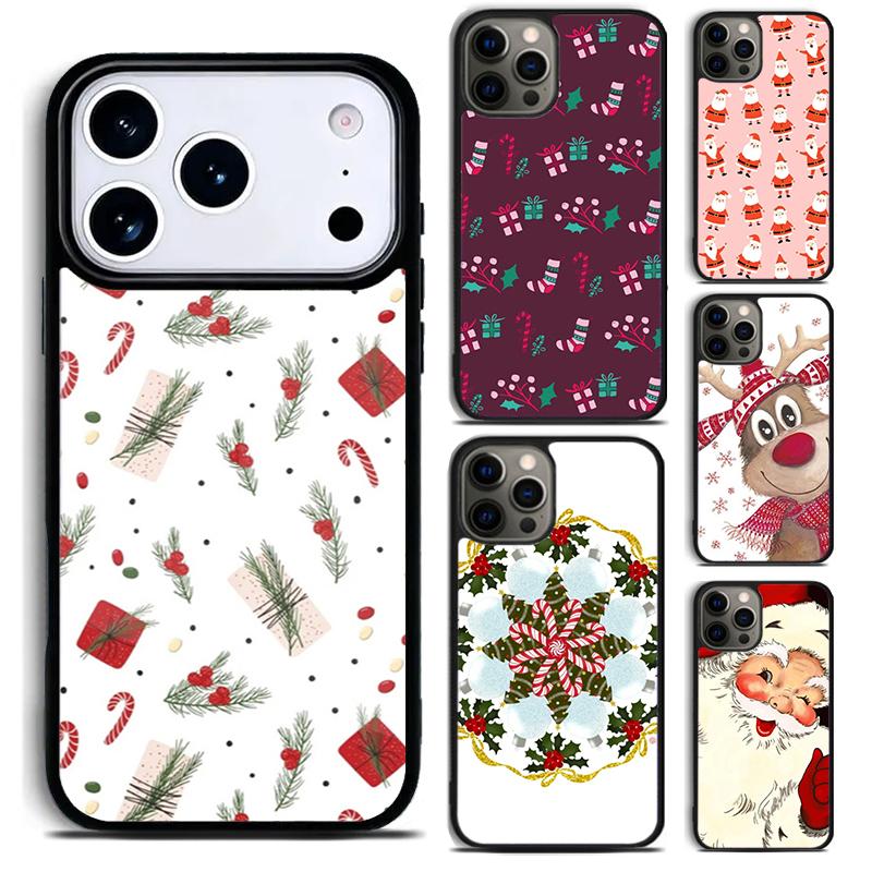 Рождественский Мультяшный Чехол На Новый Год Для iPhone 17 16 15 14 13 12 11 Pro Max Plus 17Air Мягкий Силиконовый Чехол