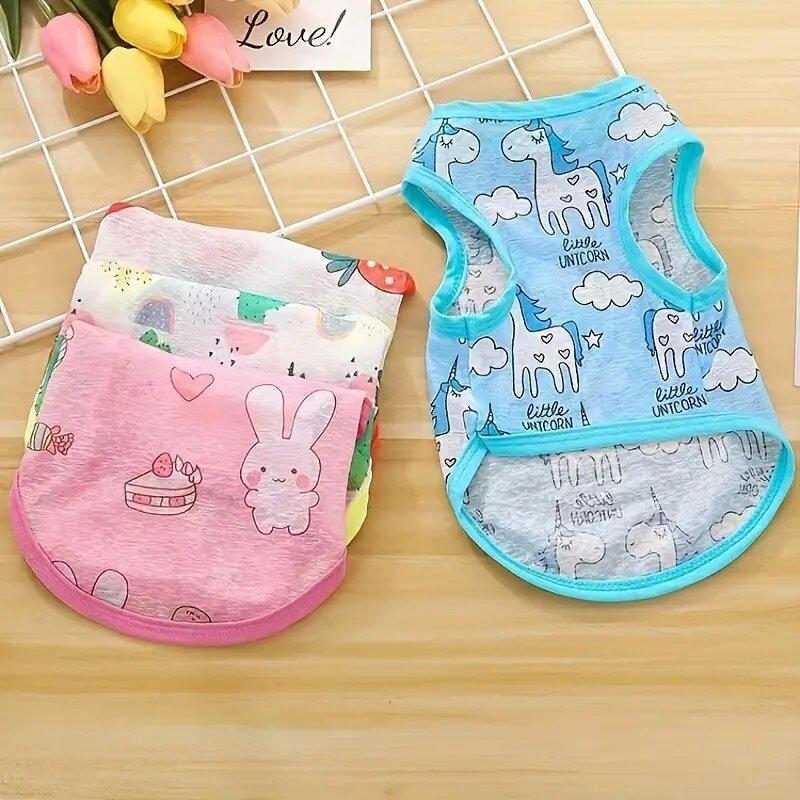 Summer Print Puppy Thin Dog Clothes Dog Vest for Small Dogs T-Shirt Dog Cooling Vest Cute Grils Dog Chihuahua Sunscreen Costume Delicate Jewelry