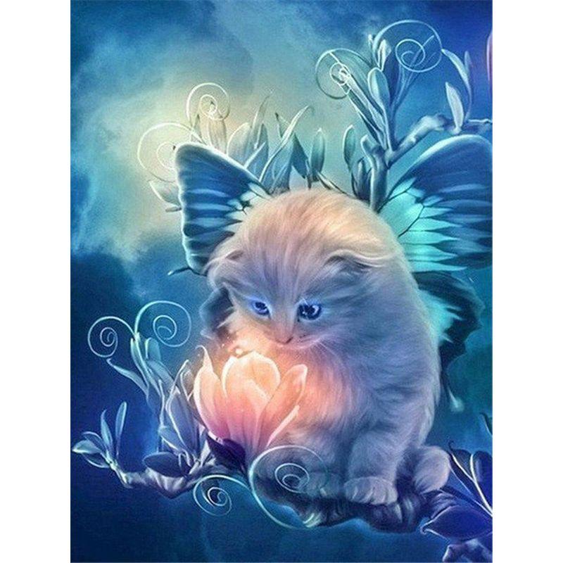5D алмазная живопись кот милый котенок Алмазная вышивка кошки животный узор набор для вышивки крестом полная круглая дрель мозаика домашний декор