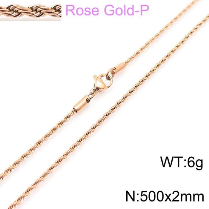 Durable Stainless Steel Rope Chain Necklace - Multi-Size, Titanium Steel for Men and Women