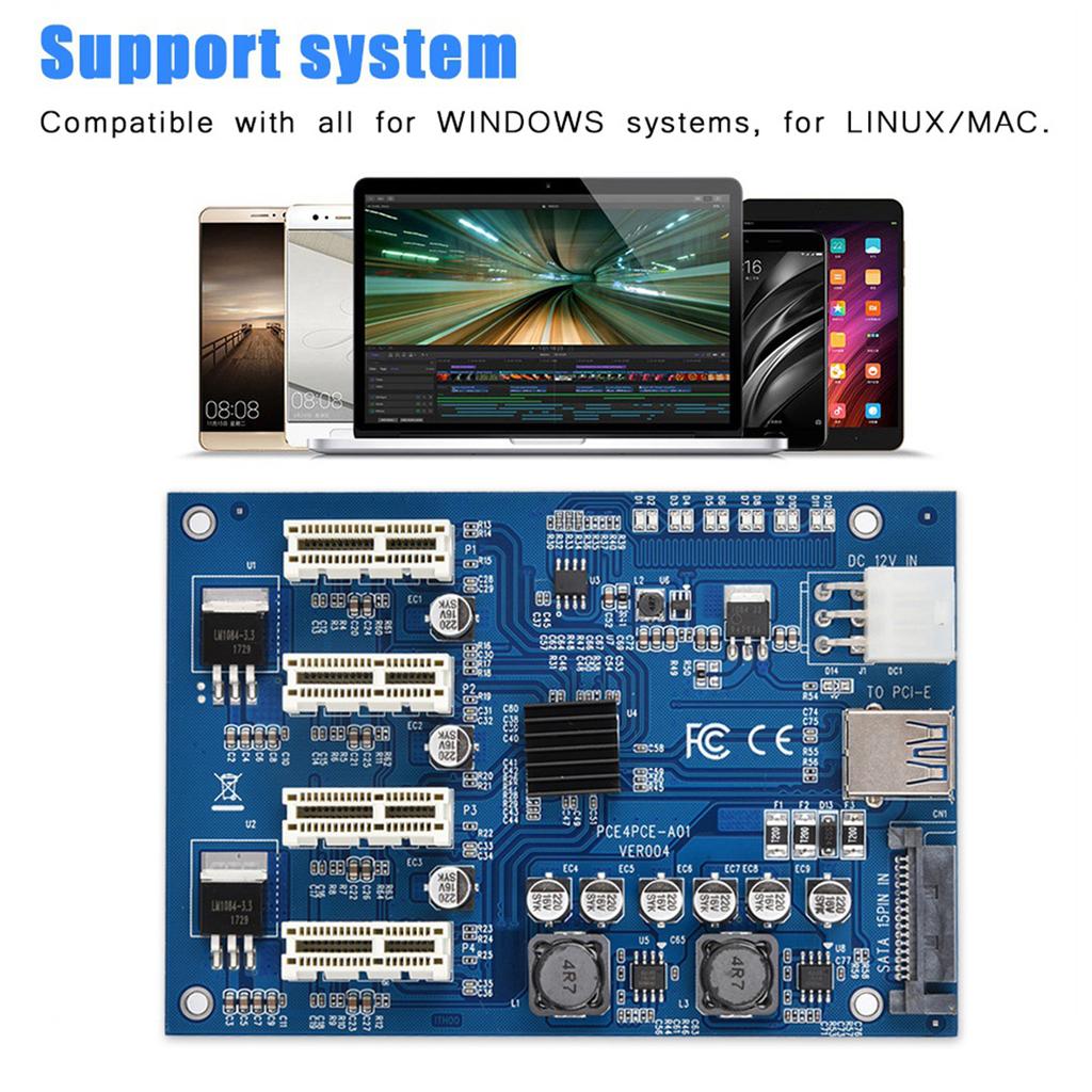 PCI-E 1X в 4X PCIe USB3.0 конвертер удлинитель адаптер плата комплект расширения для WINDOWS