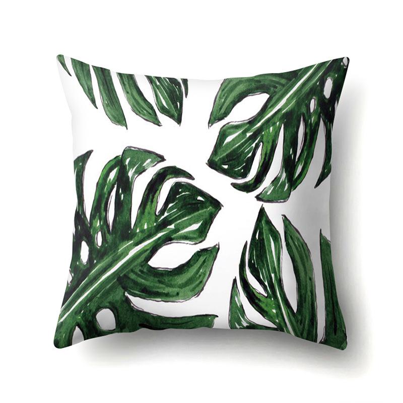 Polyester Pillowcase Ins Style Plant Flowers Nordic Printed Peach Leather Velvet Cushion Cover Sofa Waist Cushion Cover