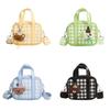 Splicing Colorful Doll Pendant Kids Pu Handbag Cartoon Casual Shoulder Bag